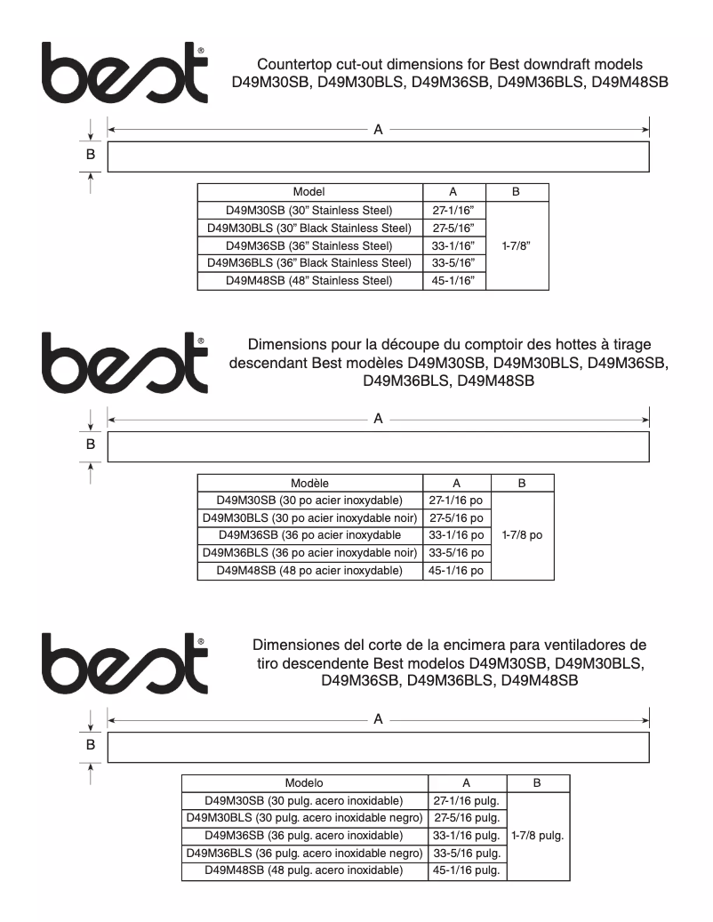 Page n°1 - Dessin technique Best D49M30SB