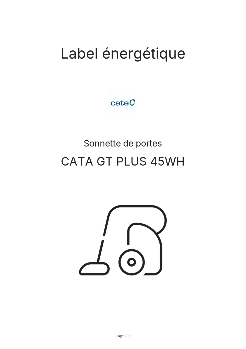 Image de la première page du manuel de l'appareil GT PLUS 45WH