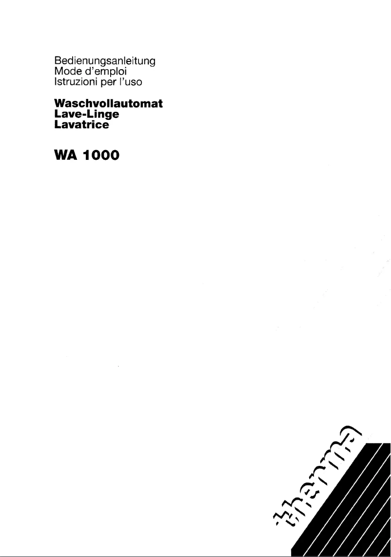 Page 1 de la notice Manuel utilisateur Therma WA 1000