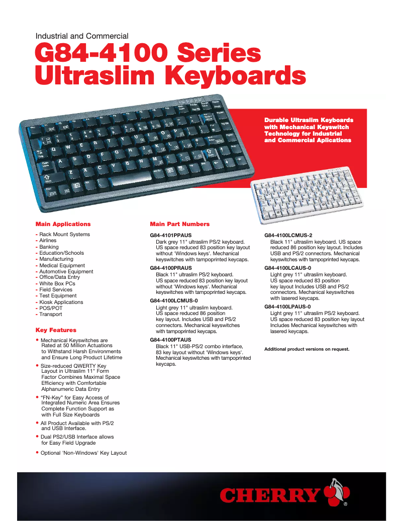Page 1 de la notice Brochure Cherry G84-4100