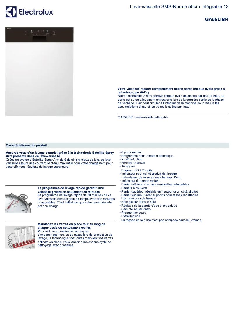 Page n°1 - Fiche technique Electrolux GA55LIBR