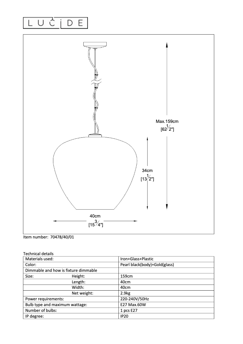 Page n°1 - Manuel utilisateur Lucide Soufian 70478/40/01
