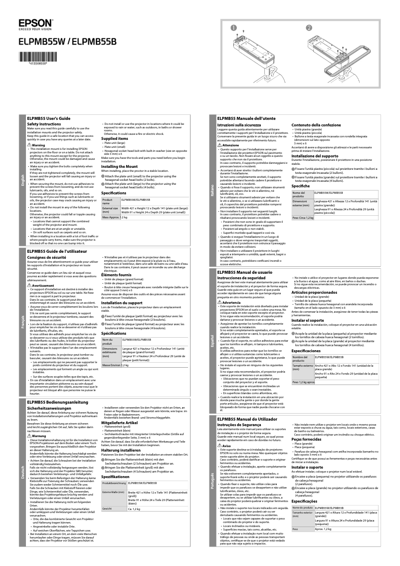 Page 1 de la notice Manuel utilisateur Epson ELPMB55W