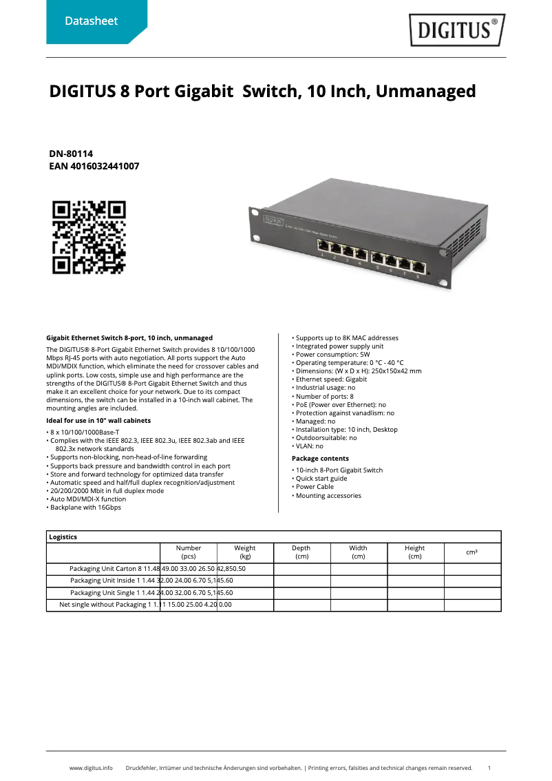 Image de la première page du manuel de l'appareil DN-80114
