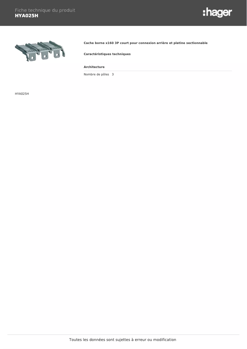 Image de la première page du manuel de l'appareil HYA025H