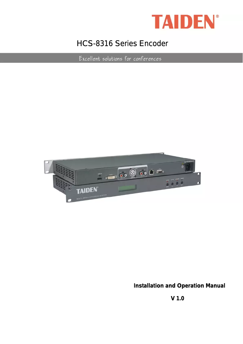 Page 1 of the manual User Manual TAIDEN HCS-8316SDI