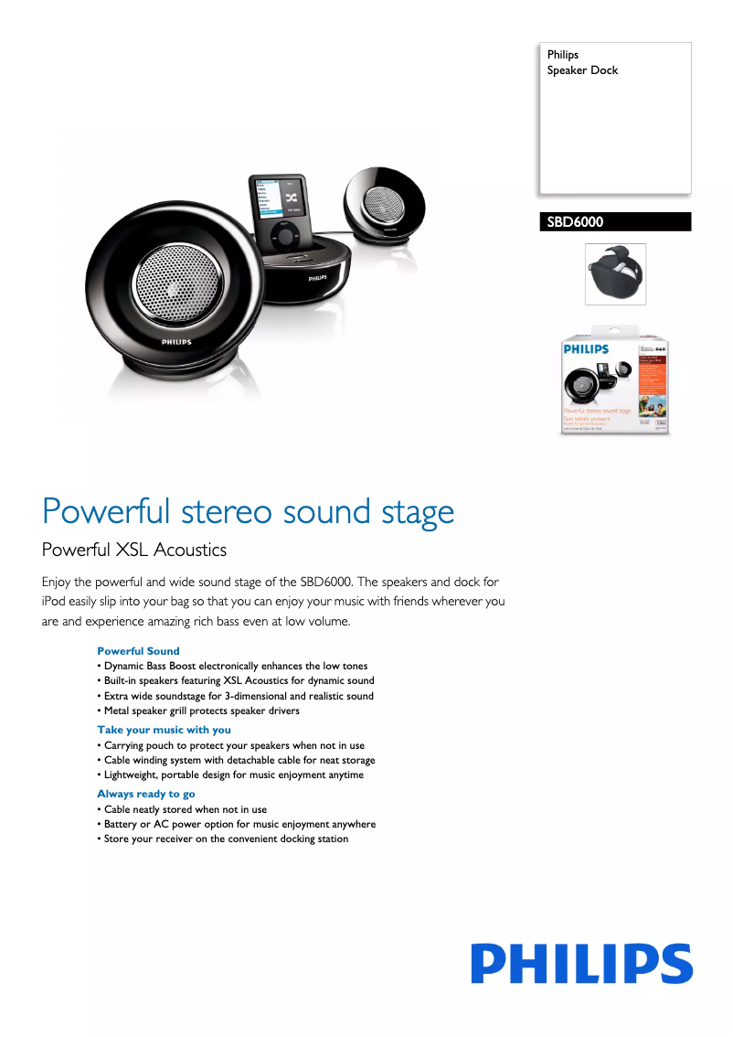 Página 1 del manual Folleto Philips SBD6000