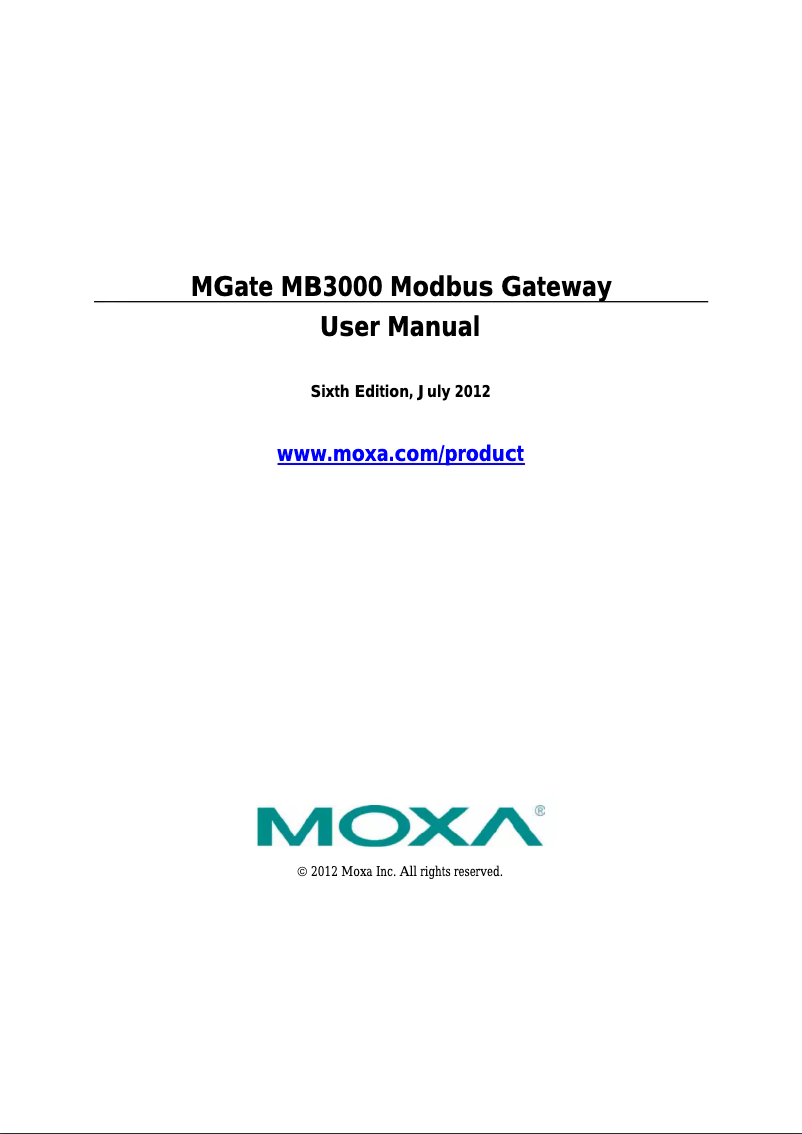 Page n°1 - Manuel utilisateur Moxa MGate MB3280