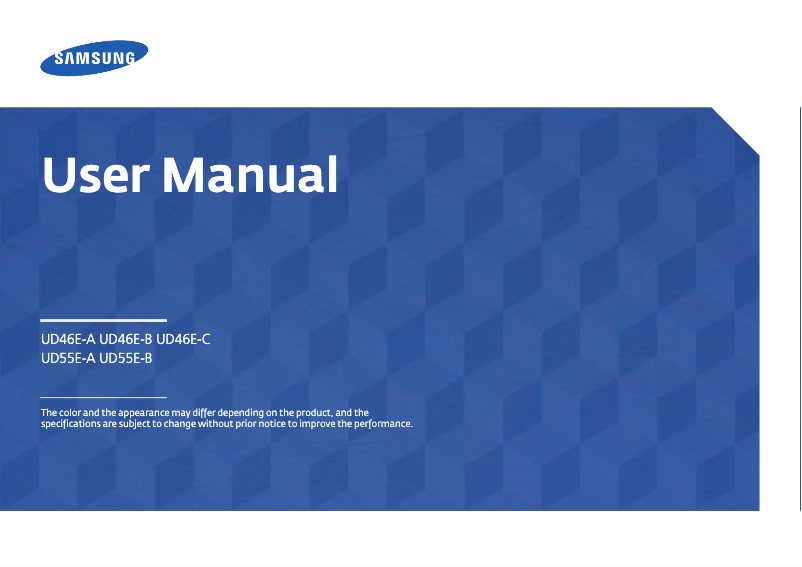 Page 1 de la notice Manuel utilisateur Samsung LH55UDEHLBB