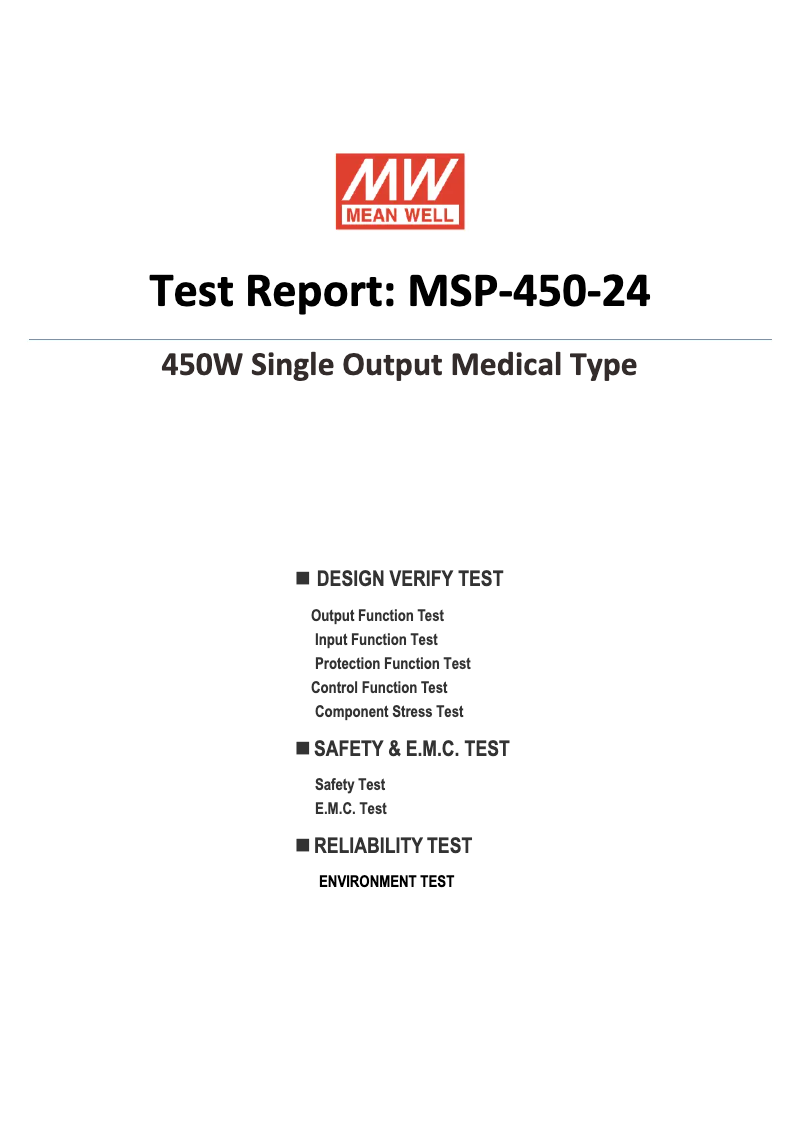Page n°1 - Fiche technique Mean Well MSP-450-24