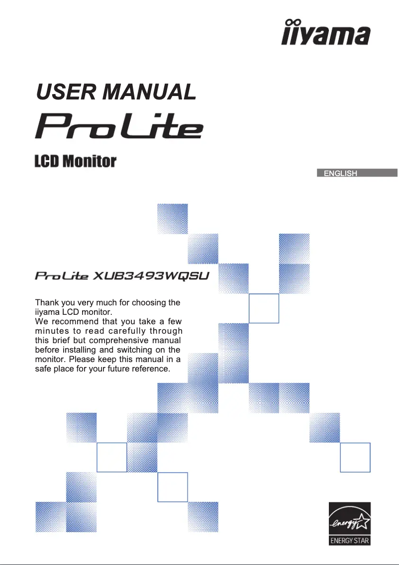 Page 1 de la notice Manuel utilisateur Iiyama ProLite XUB3493WQSU-B1