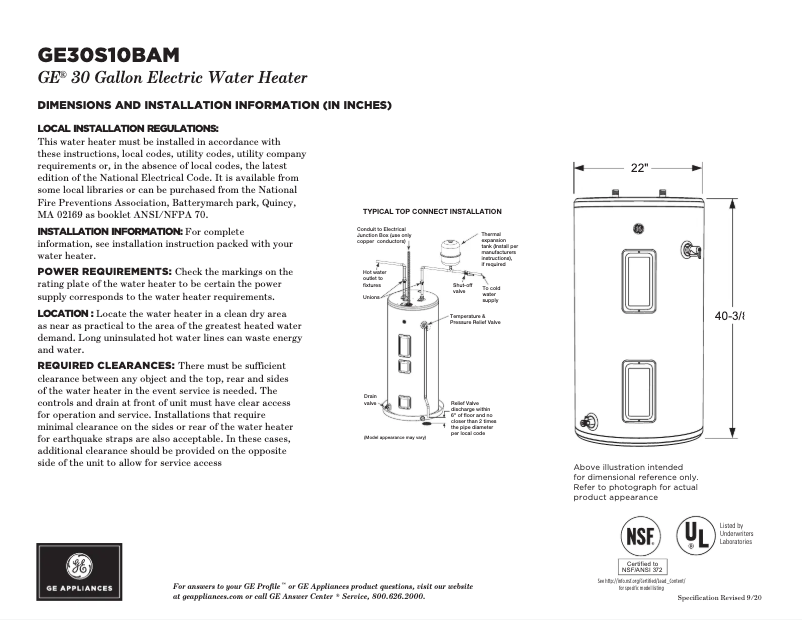 Image de la première page du manuel de l'appareil GE30S10BAM