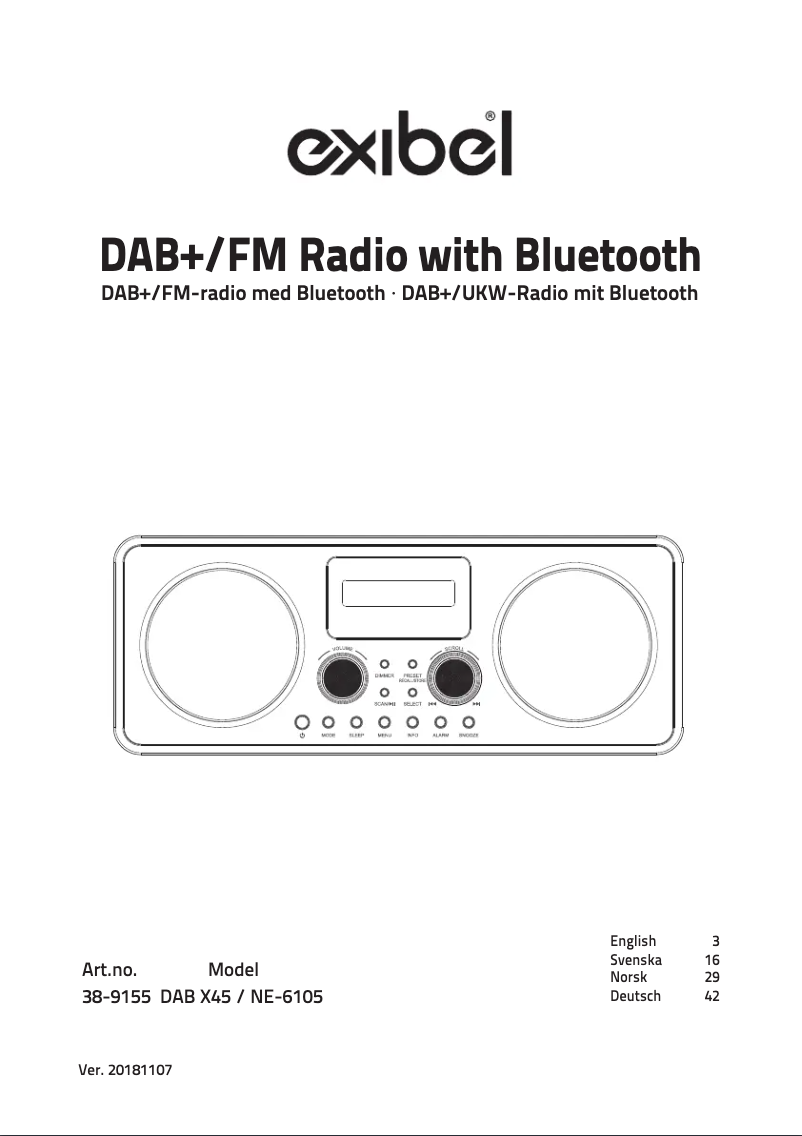 Page 1 de la notice Manuel utilisateur Exibel X45BT