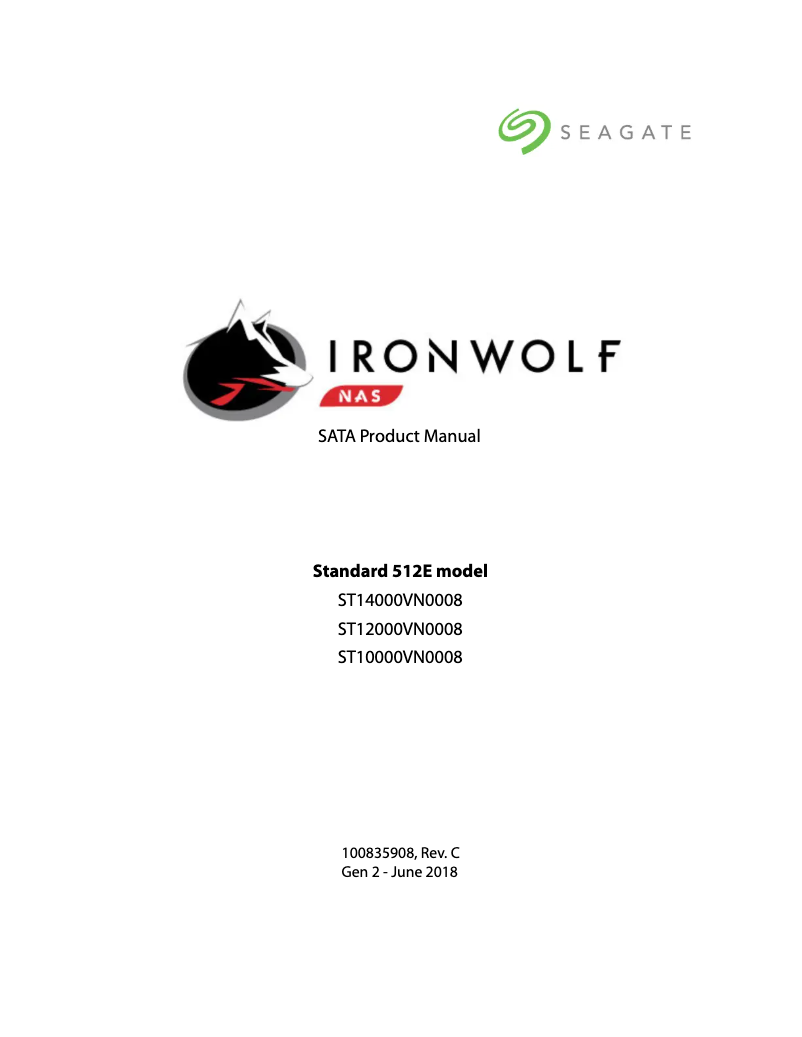 Page 1 de la notice Manuel utilisateur Seagate IronWolf ST12000VN0008