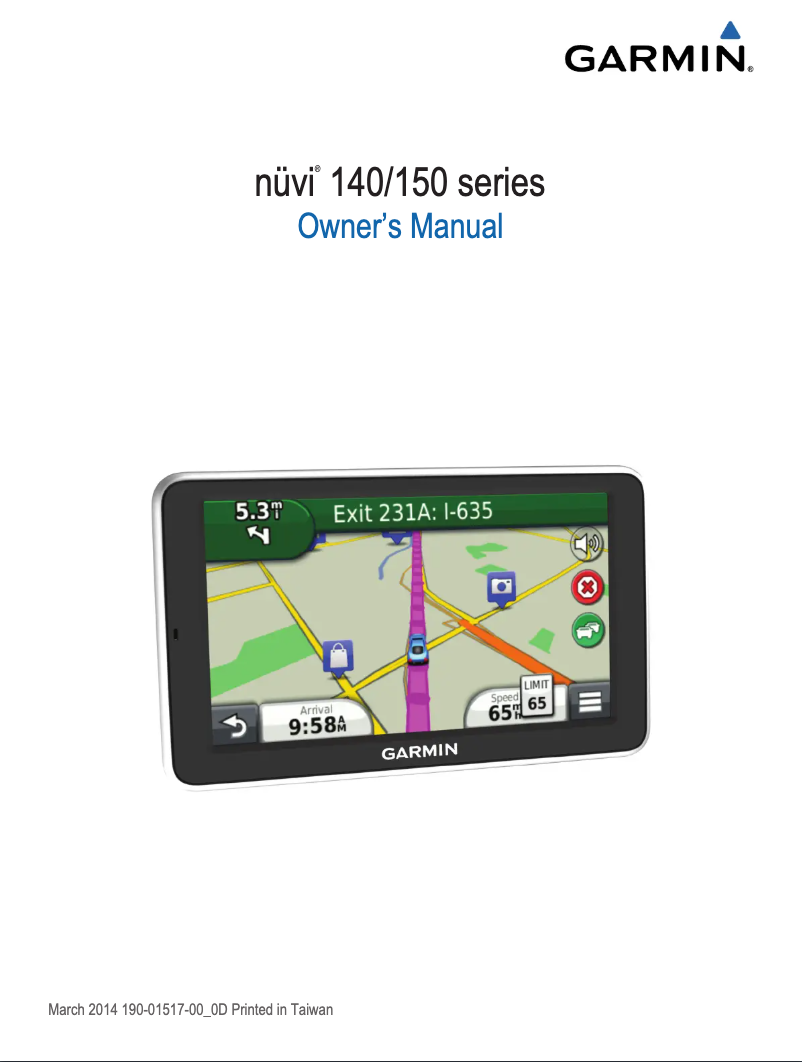 Image de la première page du manuel de l'appareil Nüvi 144