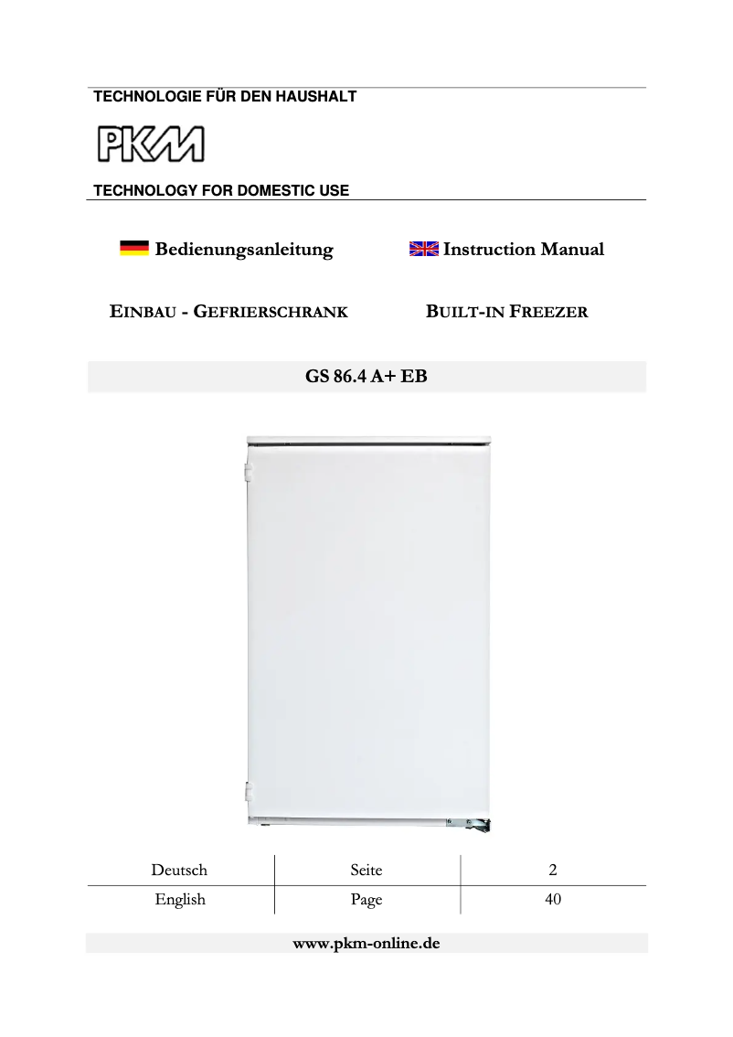 Page n°1 - Manuel utilisateur PKM GS86.4A+EB