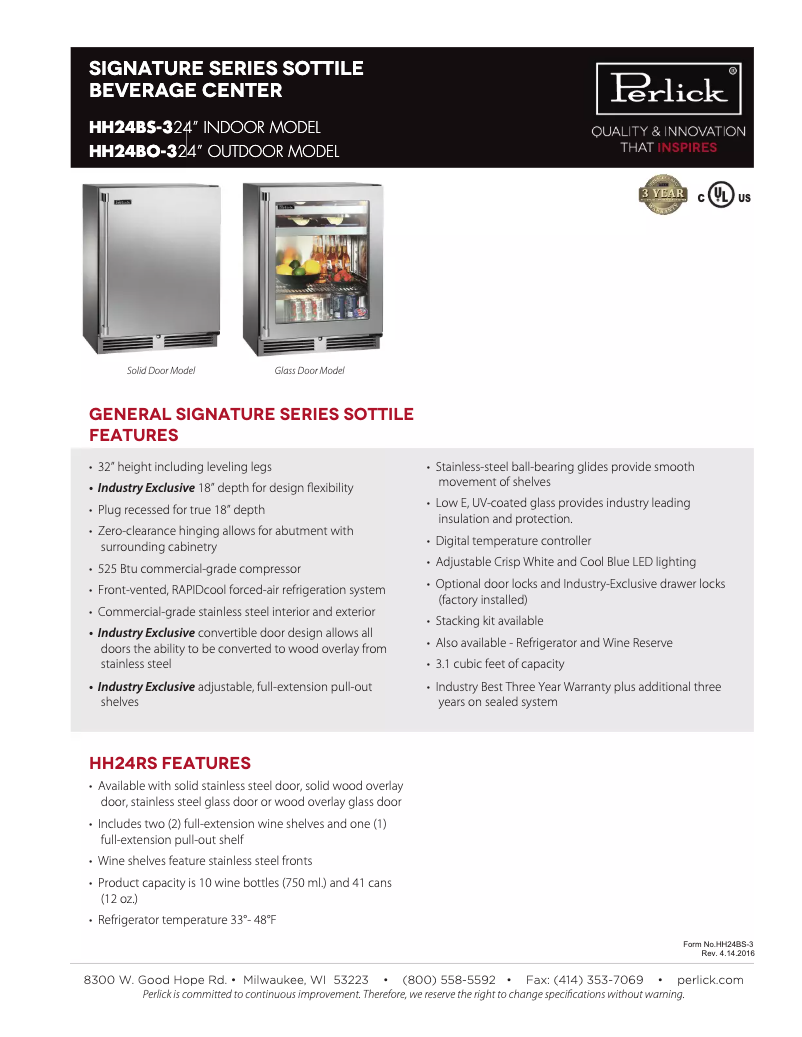 Image de la première page du manuel de l'appareil Signature Series HH24BO-3-3L