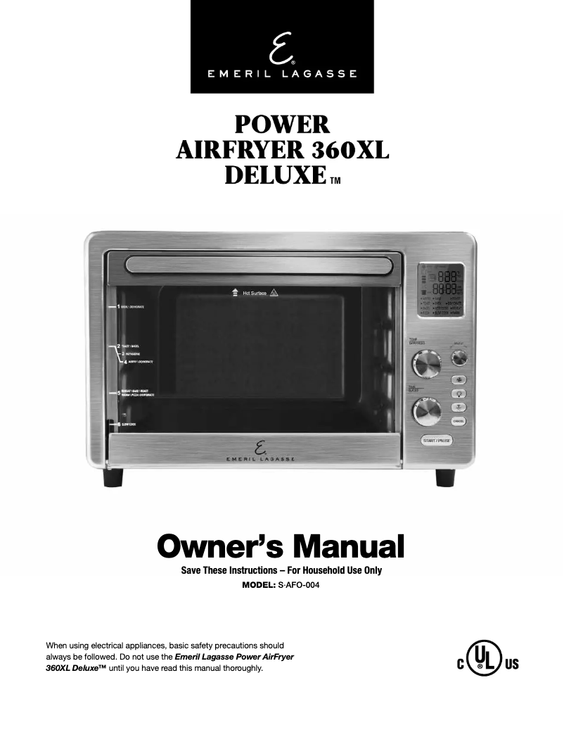 Page 1 de la notice Manuel utilisateur Emeril Lagasse Power AirFryer 360 Deluxe S-AFO-004