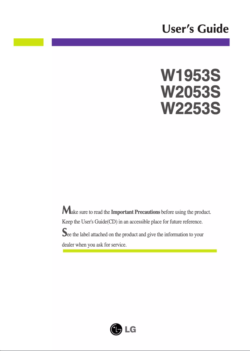 Page n°1 - Manuel utilisateur LG W2253S