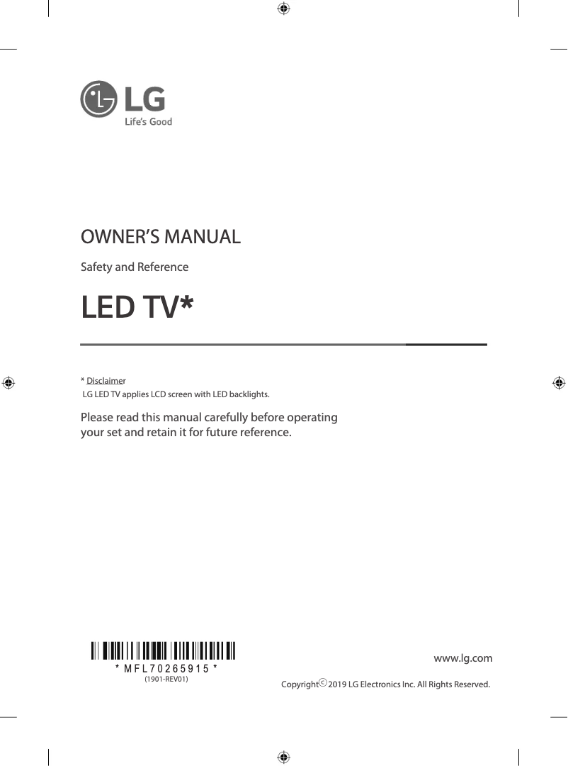 Image de la première page du manuel de l'appareil 50UM7700PTA