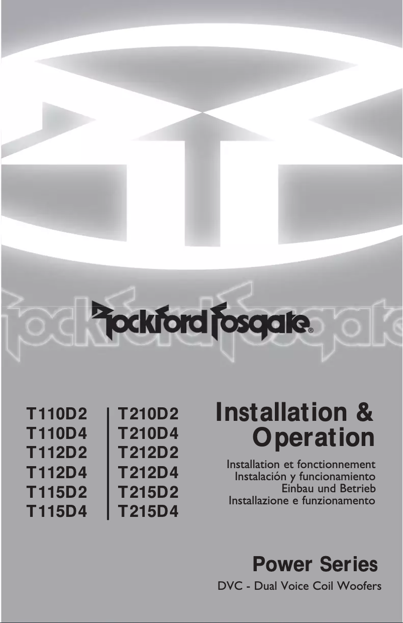 Page n°1 - Manuel utilisateur Rockford Fosgate Power T112D2
