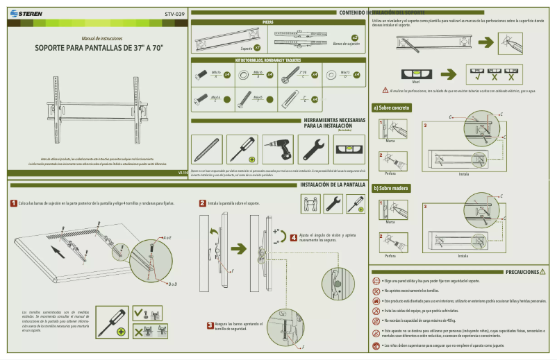 Page 1 de la notice Manuel utilisateur Steren STV-039