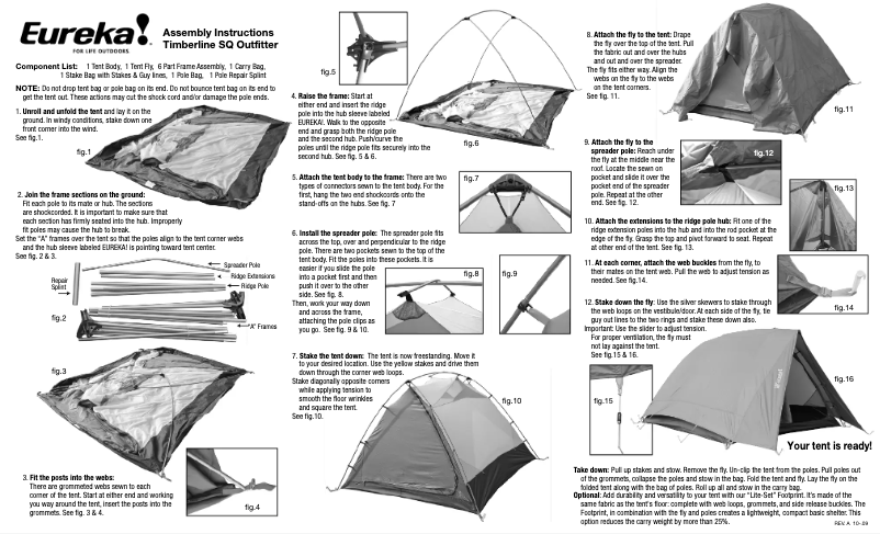 Page 1 de la notice Manuel utilisateur Eureka Timberline SQ Outfitter