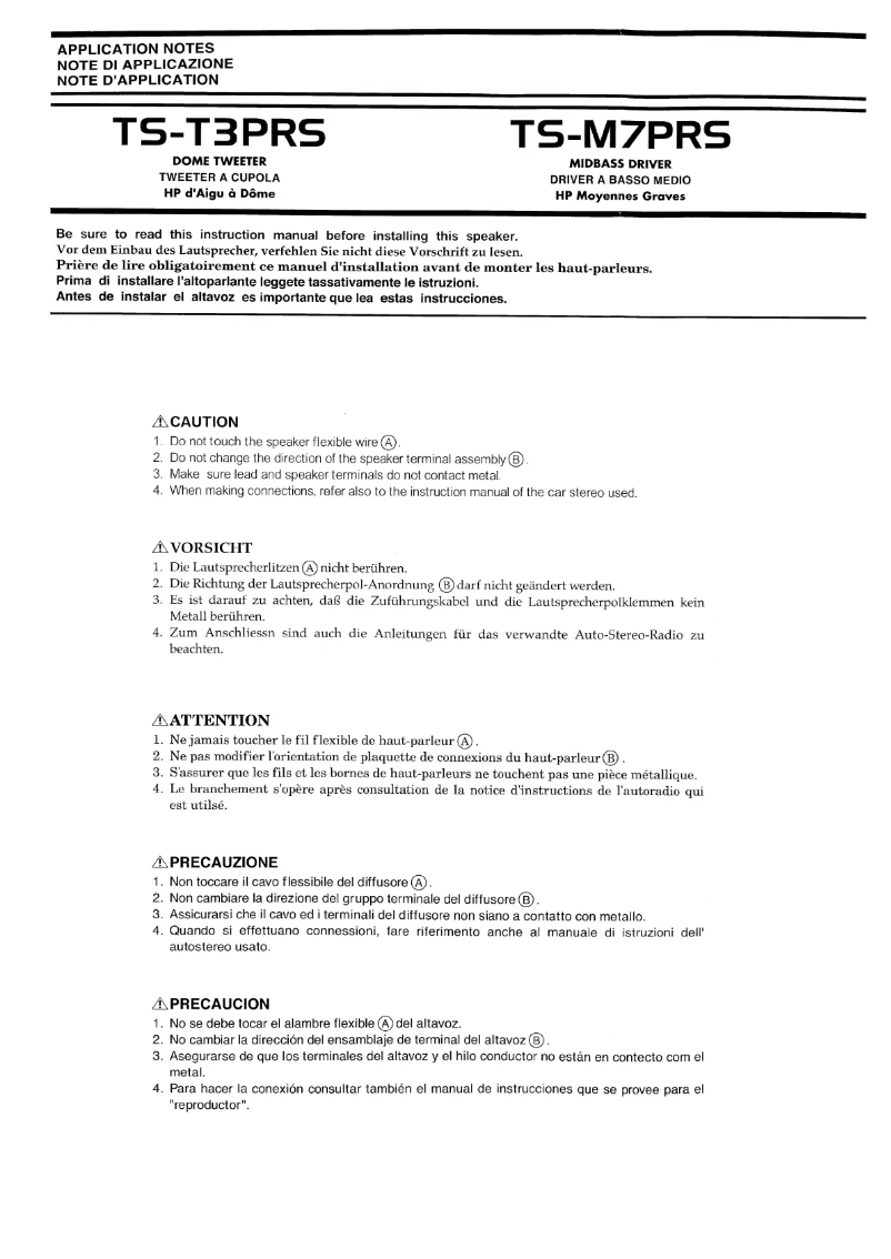 Page n°1 - Manuel utilisateur Pioneer TS-T3PRS