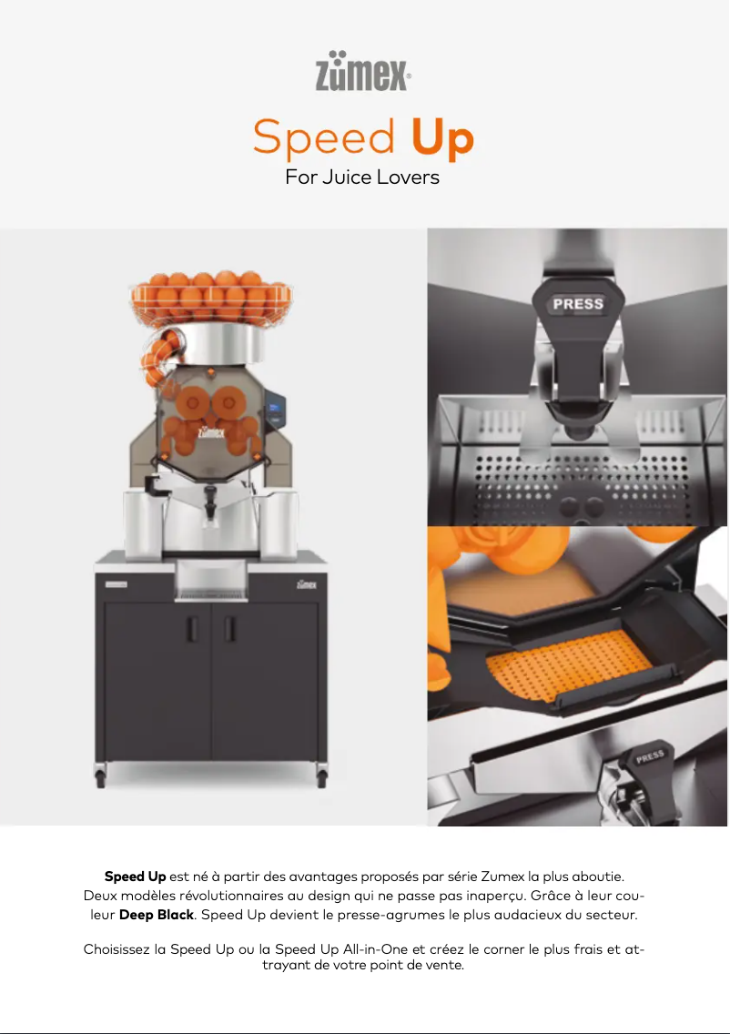 Página 1 del manual Ficha técnica Zumex Speed up