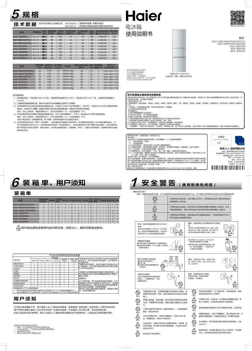 Page 1 of the manual User Manual Haier BCD-191STPA