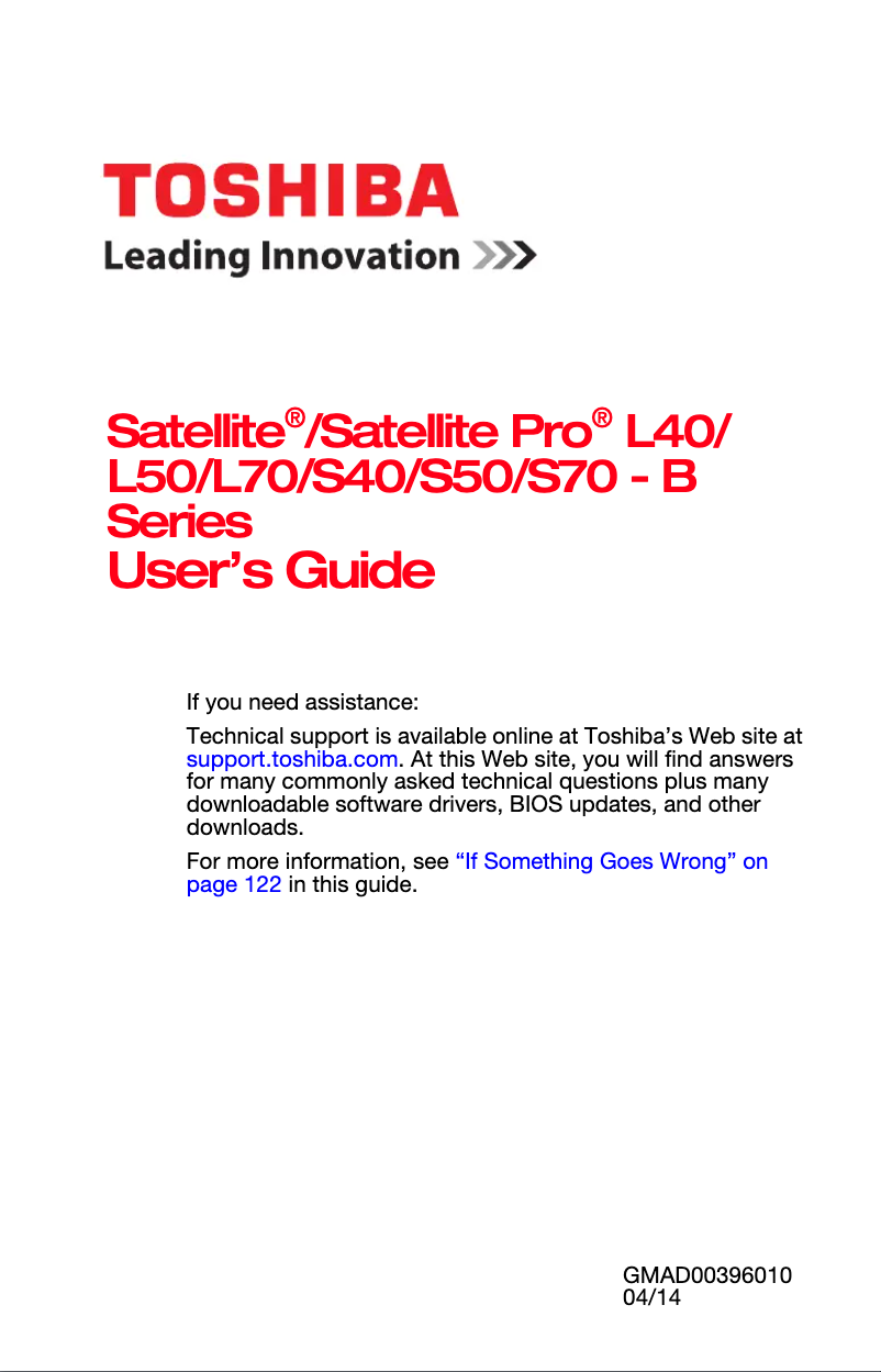 Page n°1 - Manuel utilisateur Toshiba Satellite Pro L40