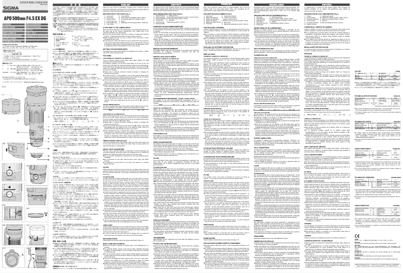 Page 1 de la notice Manuel utilisateur Sigma APO 500mm F4.5 EX DG HSM