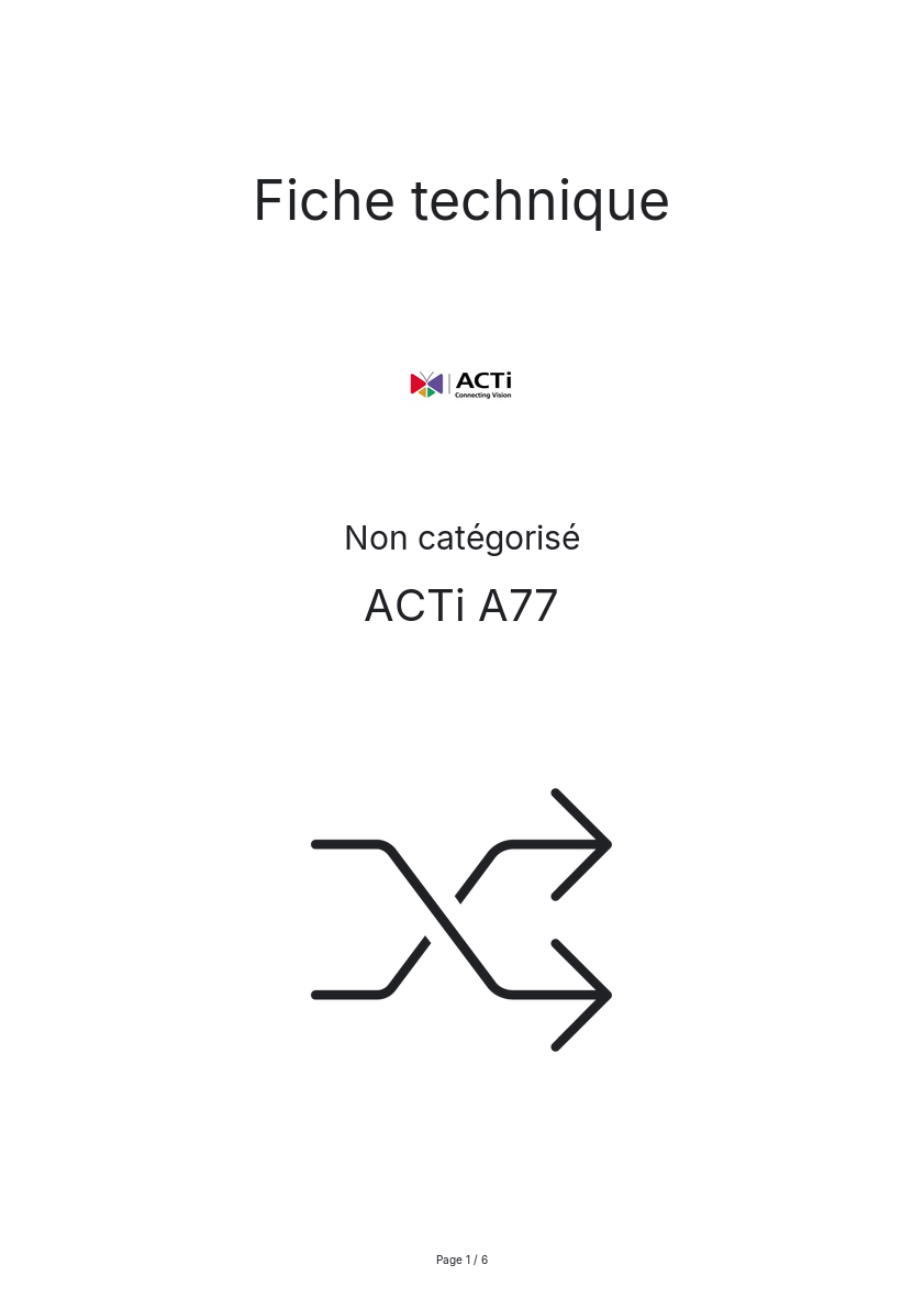 Page n°1 - Fiche technique ACTi A77