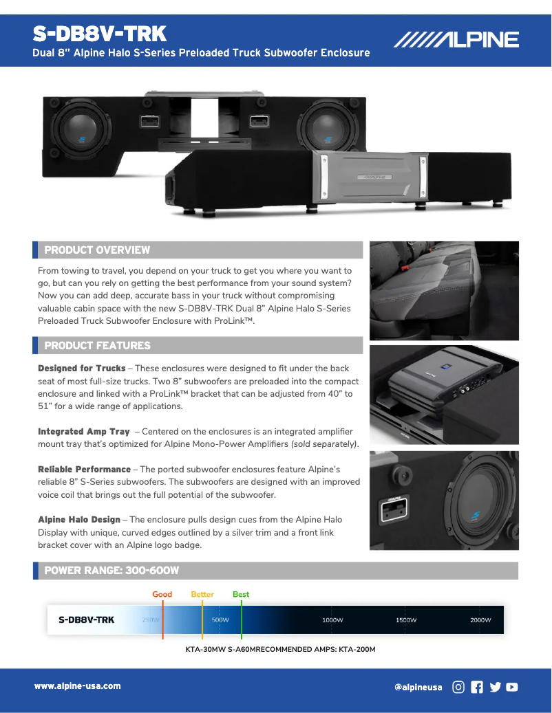 Page 1 de la notice Fiche technique Alpine S-W8D2