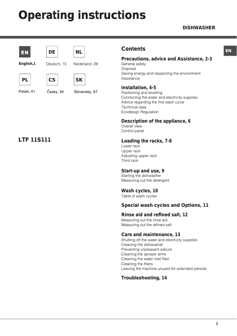 Image de la première page du manuel de l'appareil LTF 11S111