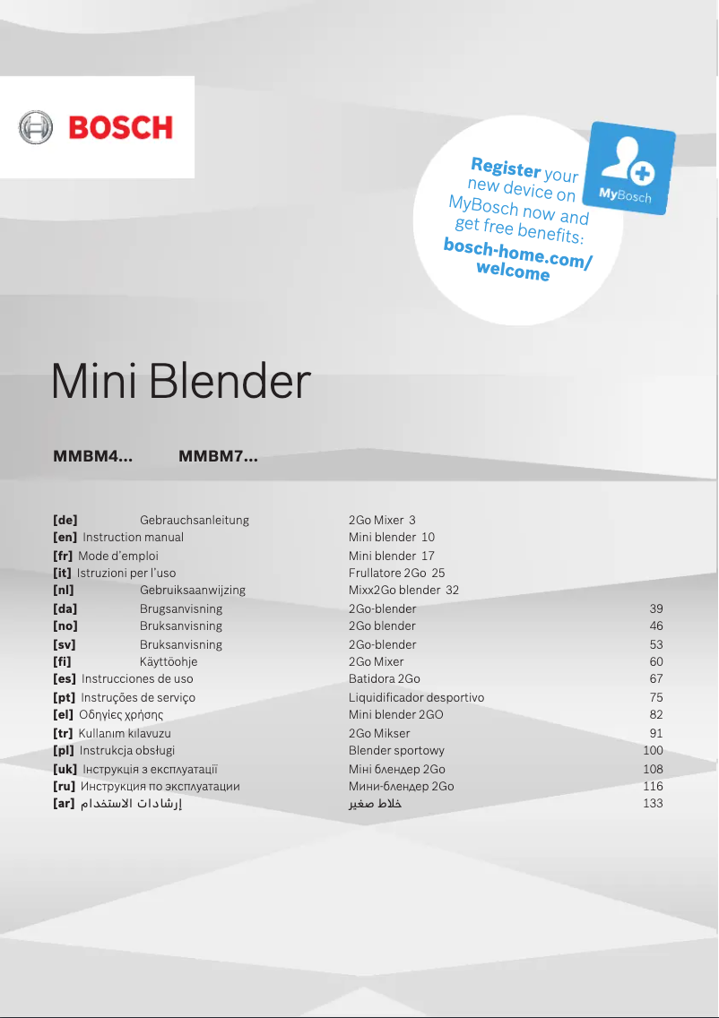 Page 1 of the manual User Manual Bosch VitaStyle Mixx2Go MMBM4G6K