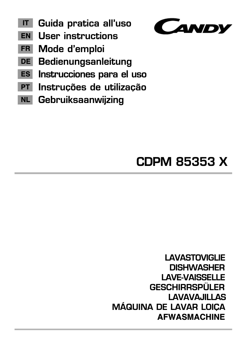 Page 1 de la notice Manuel utilisateur Candy CDPM 85353 X