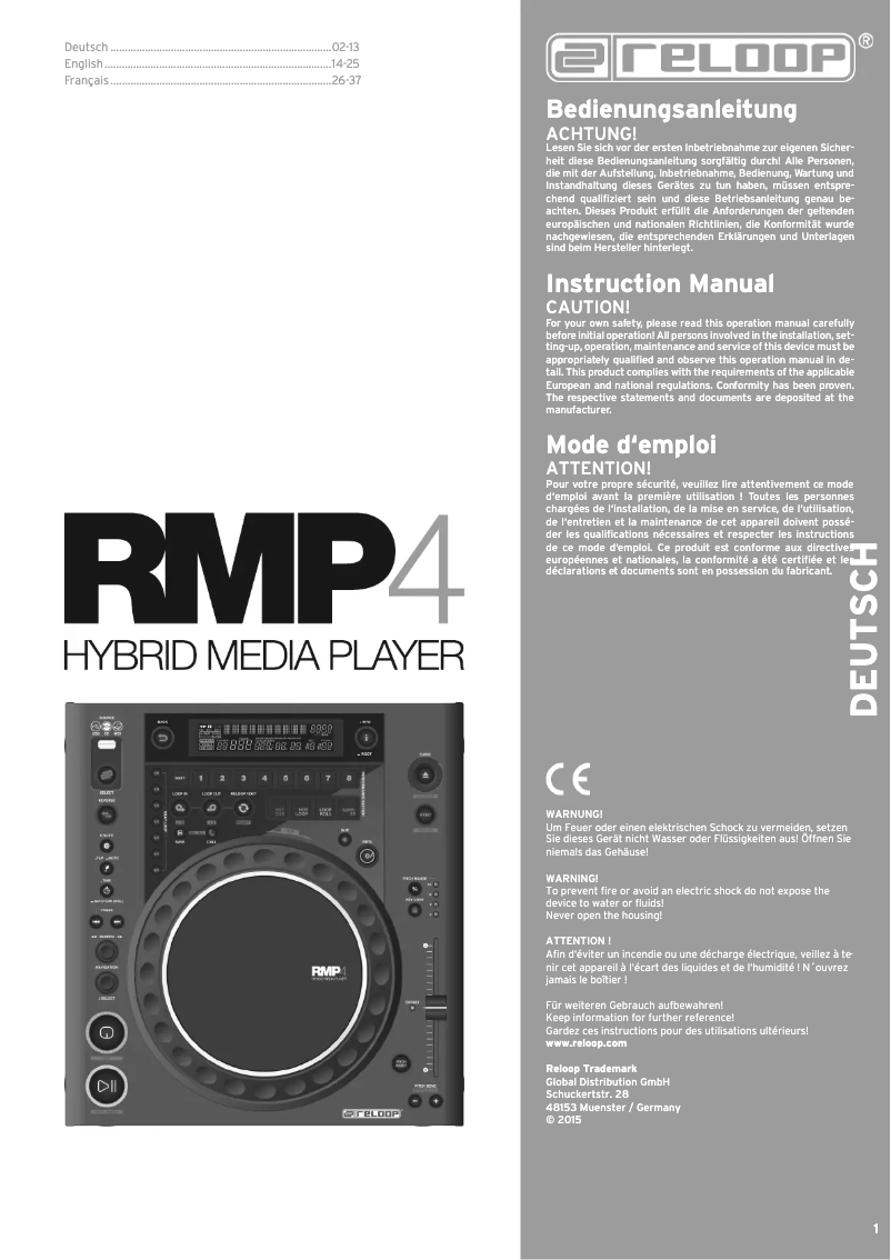 Page n°1 - Manuel utilisateur Reloop RMP-4