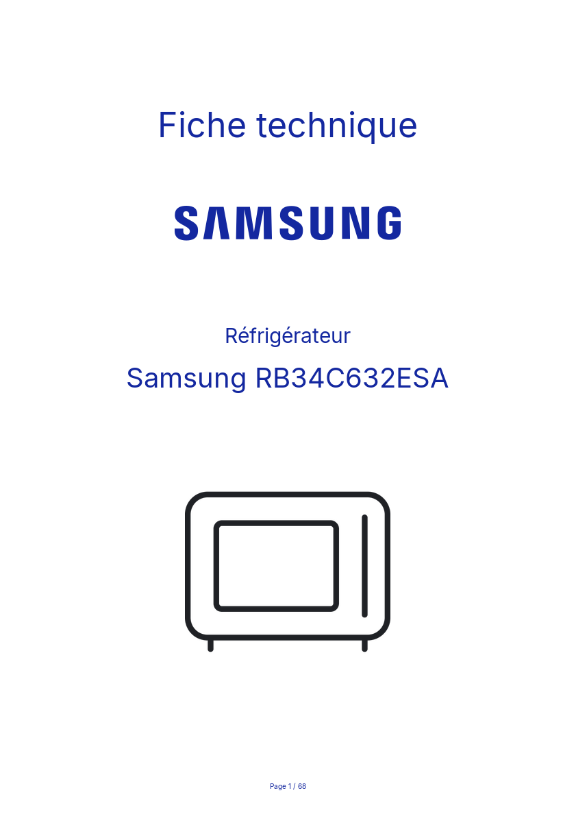 Page n°1 - Fiche technique Samsung RB34C632ESA