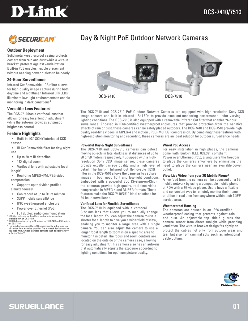 Image de la première page du manuel de l'appareil DCS-7510