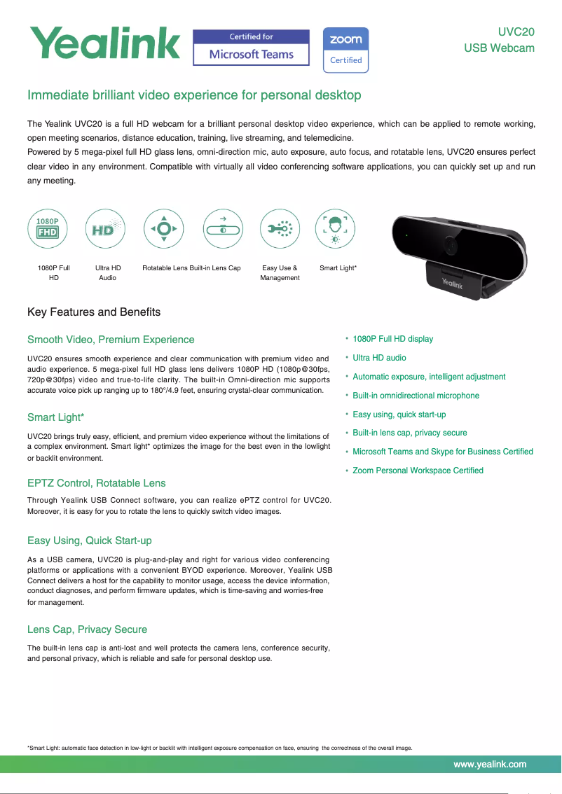 Page n°1 - Brochure Yealink UVC20