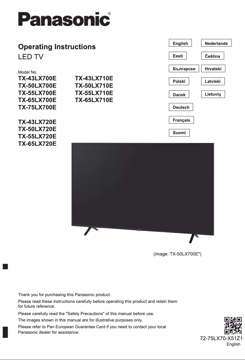 Image de la première page du manuel de l'appareil TX-43LX710E