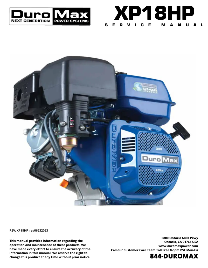 Page n°1 - Manuel utilisateur DuroMax XP18HP