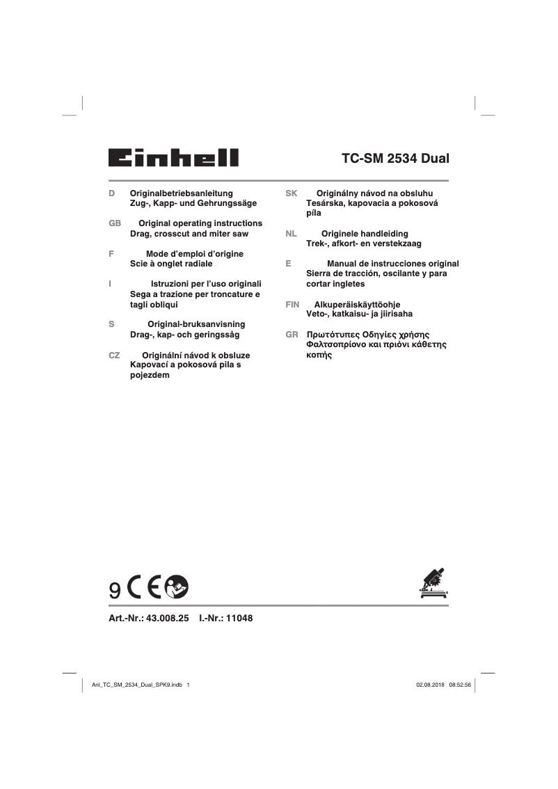 Page n°1 - Manuel utilisateur Einhell TC-SM 2534 Dual