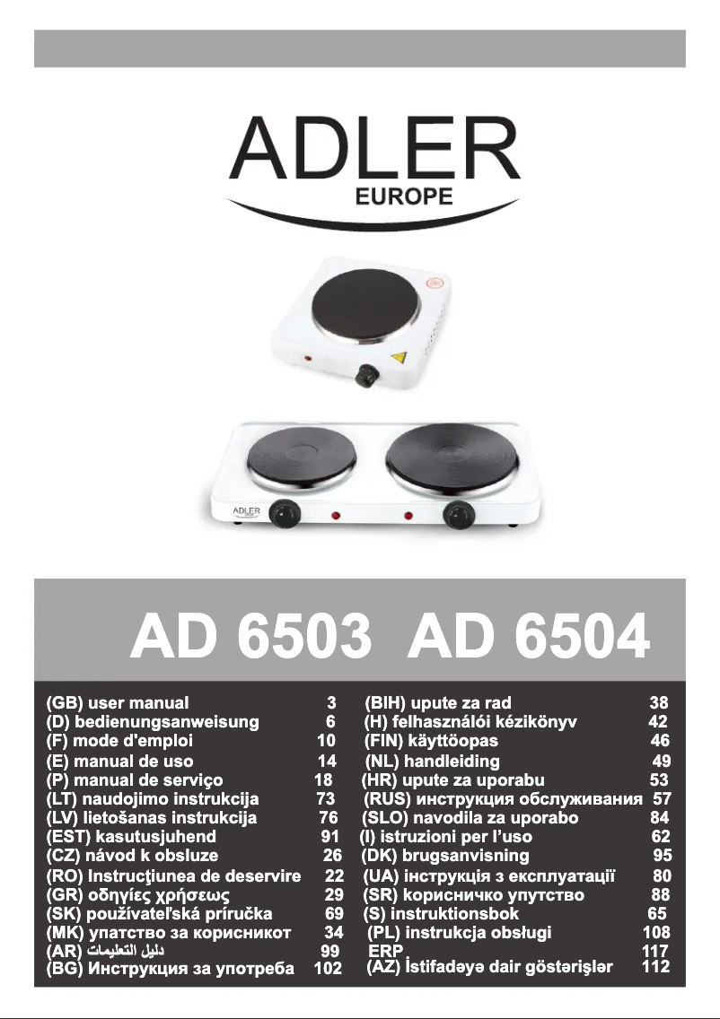 Page n°1 - Manuel utilisateur Adler AD 6504