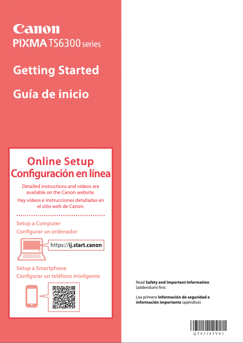 Page 1 de la notice Manuel utilisateur Canon Pixma TS6320