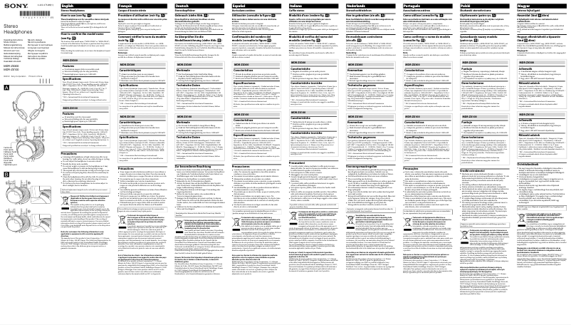 Image de la première page du manuel de l'appareil MDR-ZX100