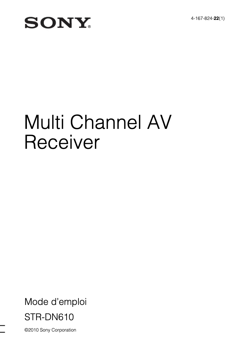 Image de la première page du manuel de l'appareil STR-DN610