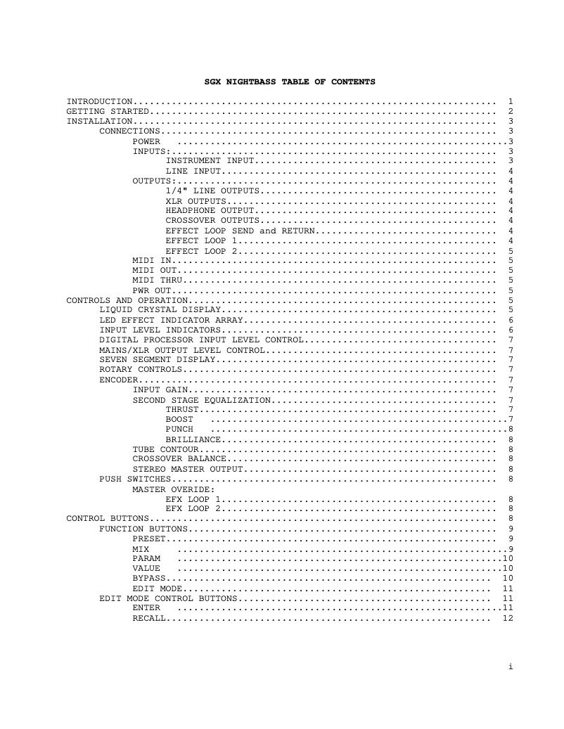 Page 1 de la notice Manuel utilisateur ART SGX Nightbass