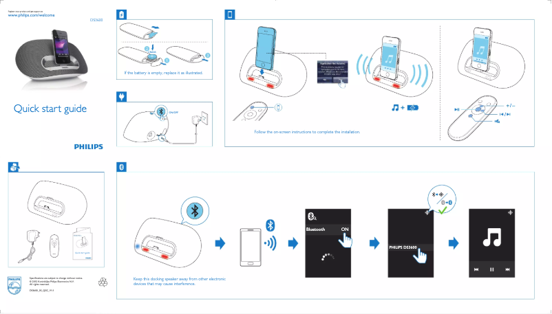 Page 1 de la notice Guide de démarrage rapide Philips DS3600
